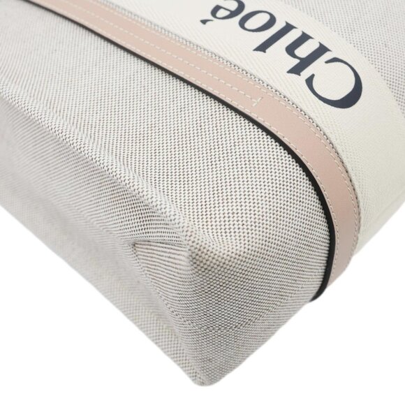 Chloe Woody Linen Canvas Tote Bag Beige - Picture 8 of 14